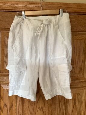 Eileen Fisher White Linen Shorts with Pockets!